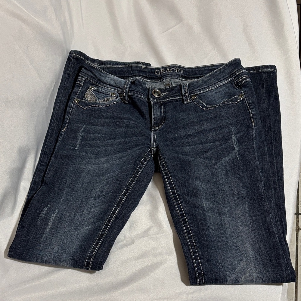 Grace In LA Women's Midnight Blue Bootcut Jeans